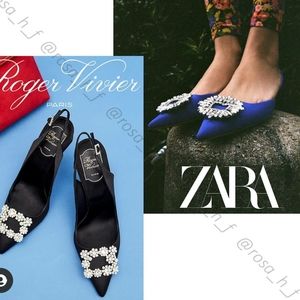 ZARA SHIMMERY SLINGBACK  HEELS. BLUE COLOR Bloggers favorite